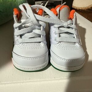 Toddler White and Orange Jordan 5’s